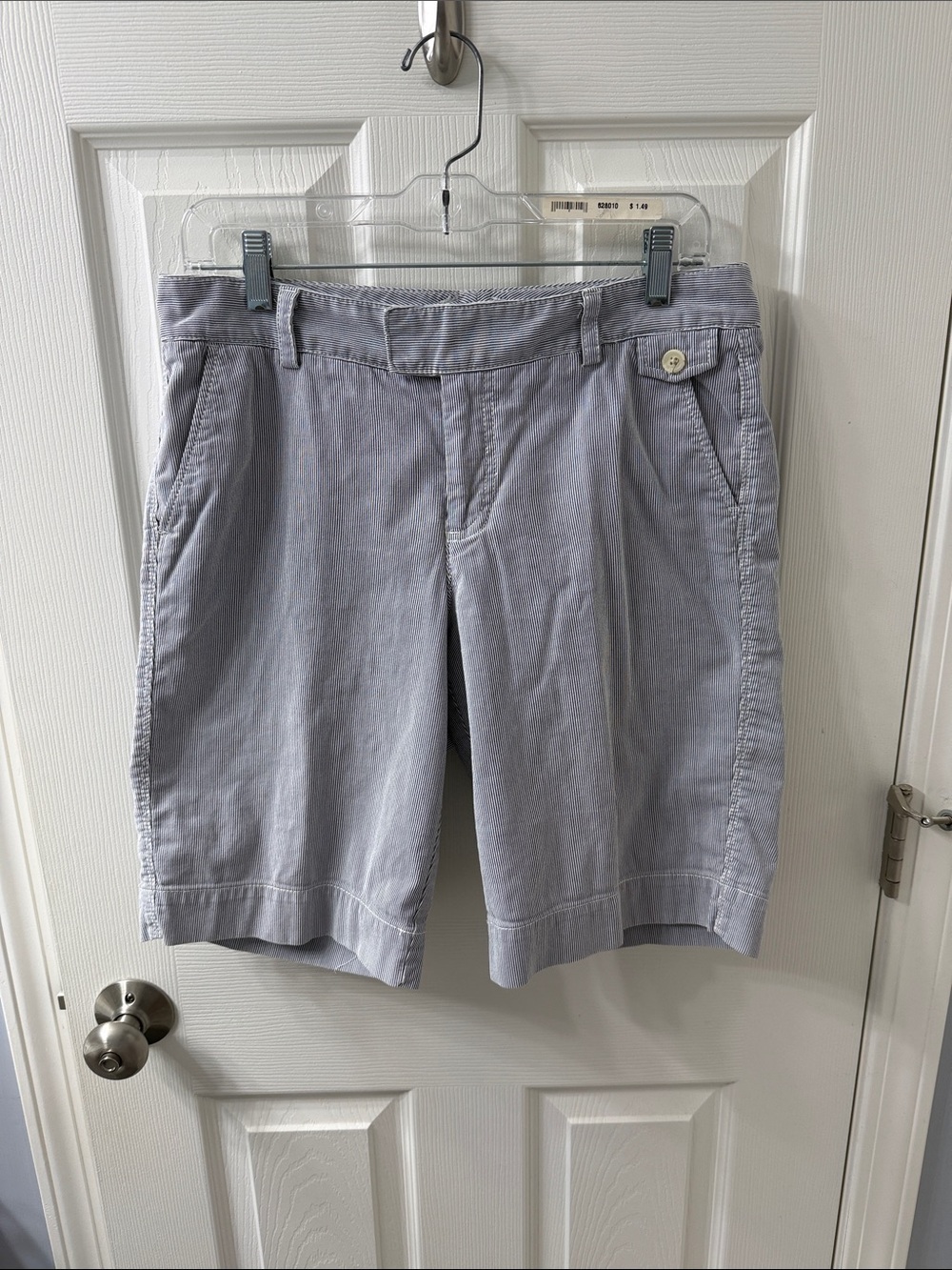 Blue/white Striped Casual Cotton Shorts